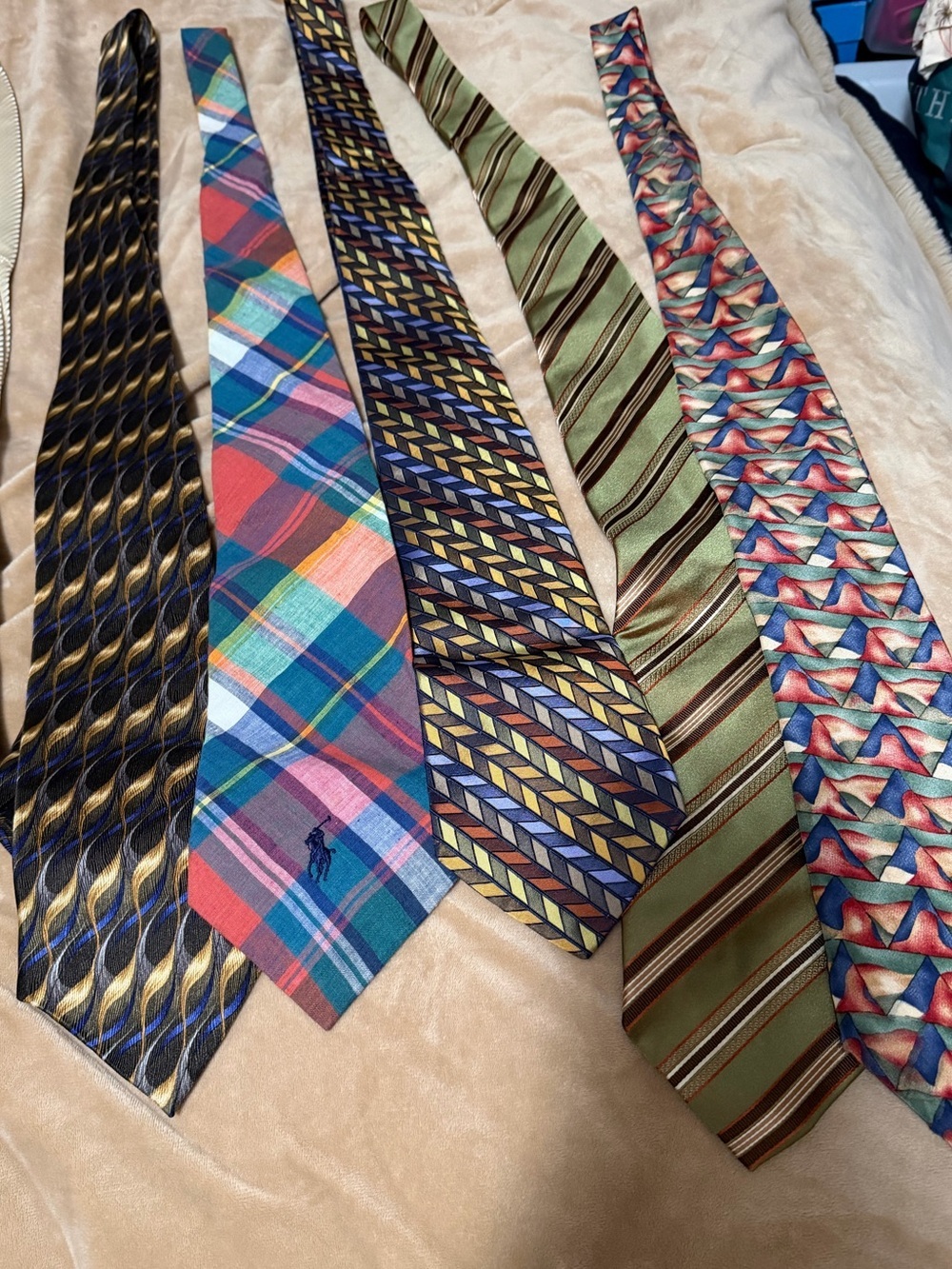 Lot of 5 Men's Multicolor Patterned Tie - Classic Styles Polo Jerry Garcia